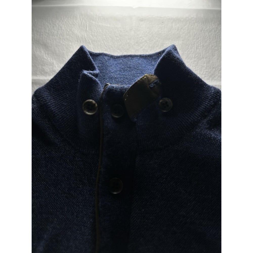 Orvis Merino Wool Sweater Mens Large Navy Blue Mock Neck Pullover - Picture 4 of 14